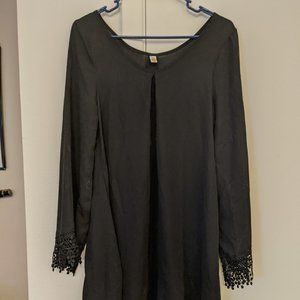 Black Long Sleeved Dress with Lace Detail